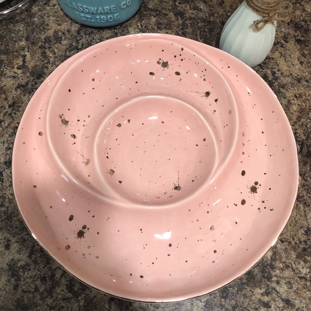 Baby Pink and Gold Splattered Decorative Server